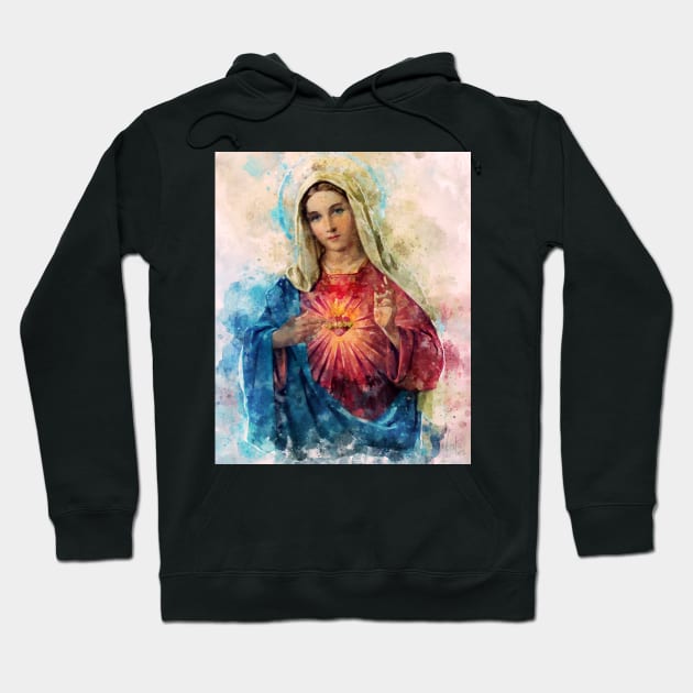 Immaculate Heart of Mary Watercolor Beautiful | Nice Religious gift Hoodie by pavelrmata